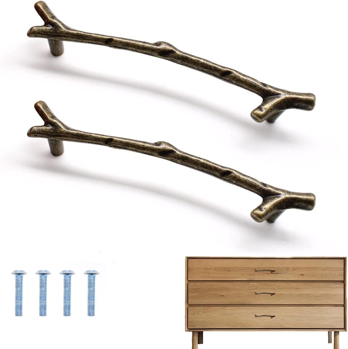 Ladenhandvatten 2 Stuks - Bronzen Deurhandgrepen - Elegant Takontwerp - Geschikt voor Kasten en Lades - ShopVlot