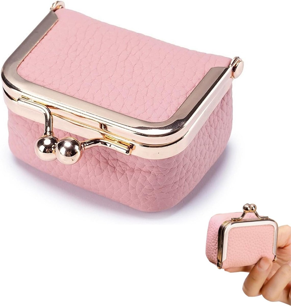 Mini sieradendoos 6,5 x 3,5 cm - echt leer - kussluiting - sieradenorganizer - ShopVlot