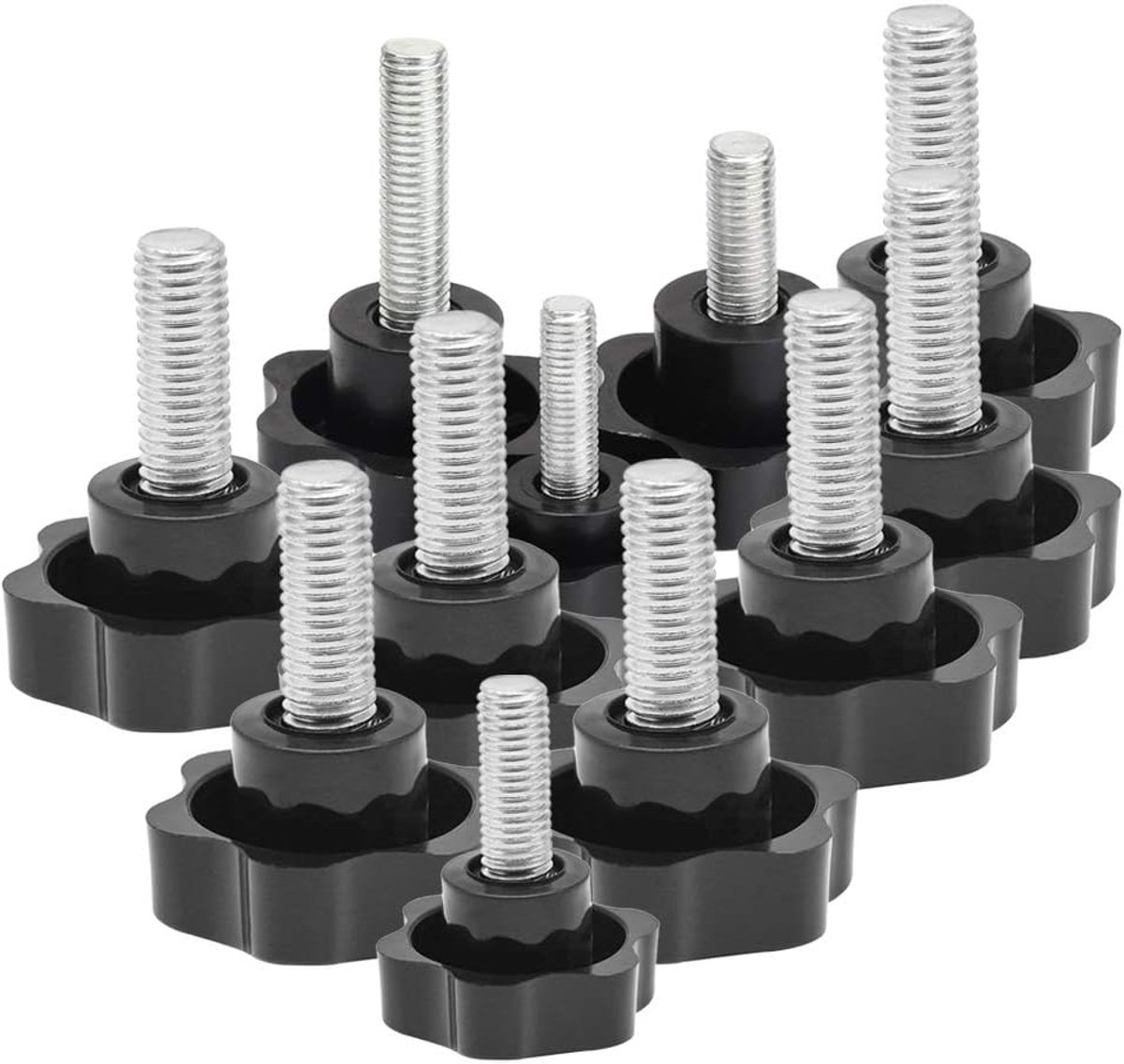15Pcs Clamp Knob - M8*(12-70mm) Plum Blossom Shape Thumb Screws Star Shaped Thread Serrated Screws for Machine - ShopVlot