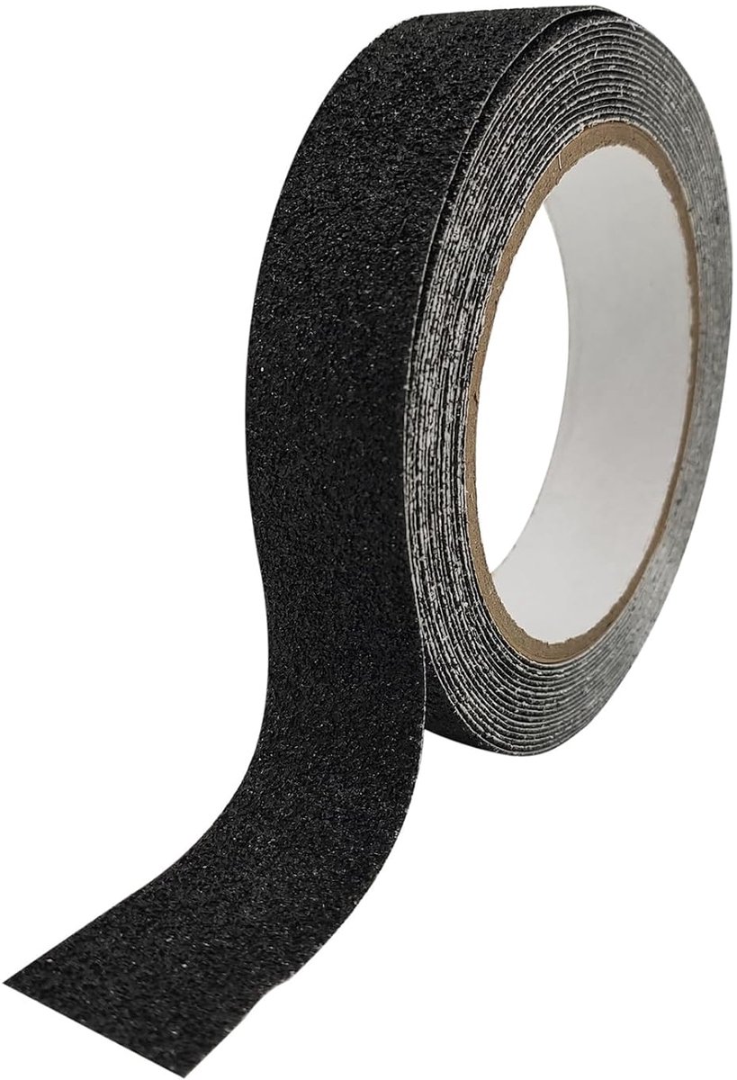 Antisliptape, antislipstrips voor trappen, 2,5 cm x 5 m, zwart, zelfklevend, antislipband voor traptreden, geschikt - ShopVlot