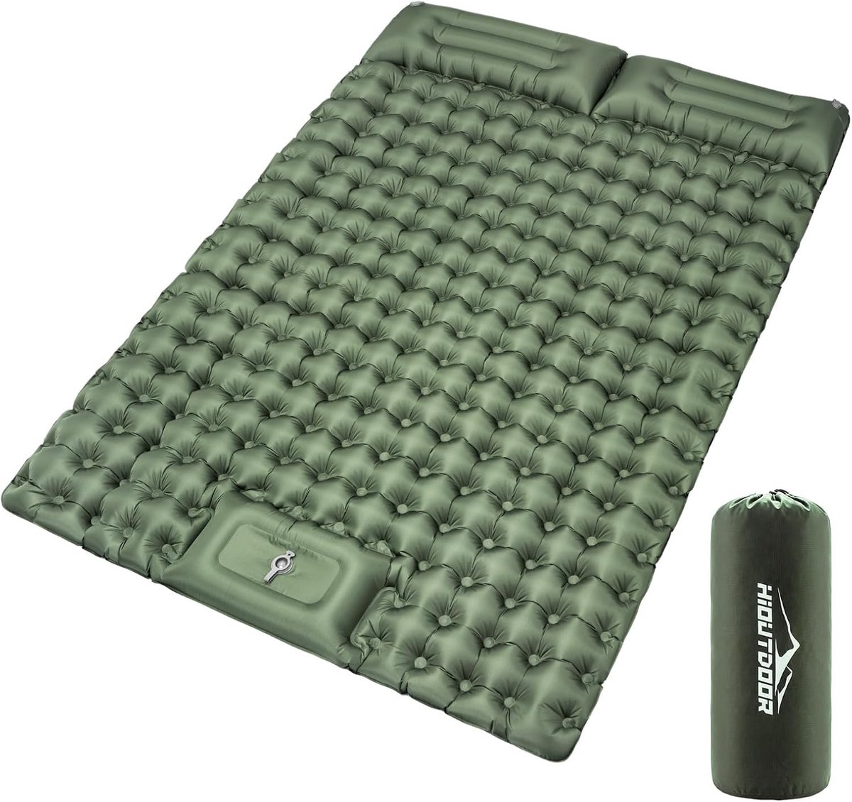Hioutdoor Double ISO Sleeping Mat Camping 10cm Inflatable Air Mattress Ultralight with Foot Pump & Pillow 2 Mattress - ShopVlot