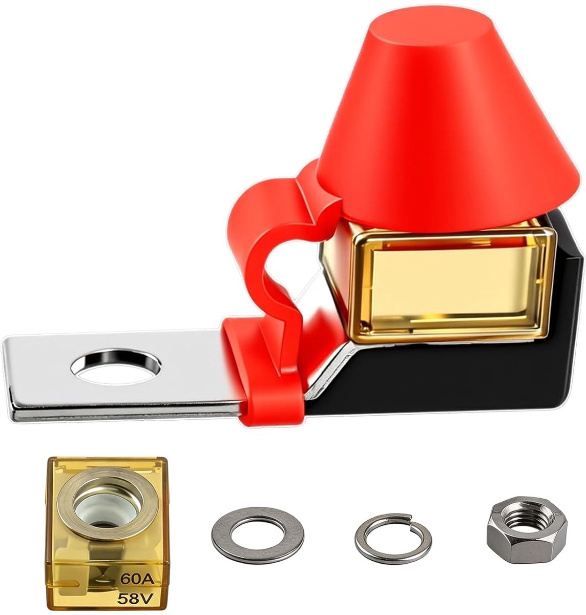 MRBF Klemmen zekeringblok stofdicht enkele bout 100A 58V - compacte marine zekering 5/16 inch (M8) voor boot, auto - ShopVlot