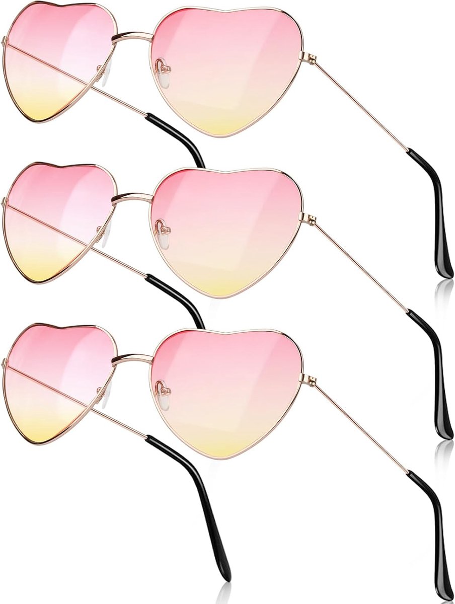 Yegookay 2025 3 Glasses Heart Sunglasses Classic Fashion Sunglasses Heart-Shaped Retro Beach Photography Funny Party - ShopVlot