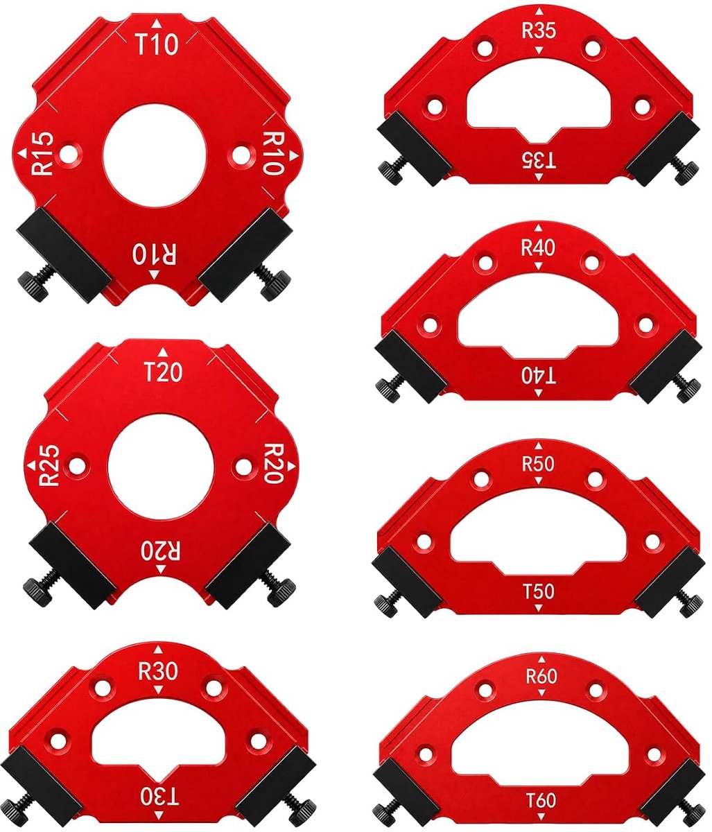 Set of 7 Router Templates Angle for Woodworking R10 R15 R20 R25 R30 R35 R40 R50 R60 Woodworking - ShopVlot