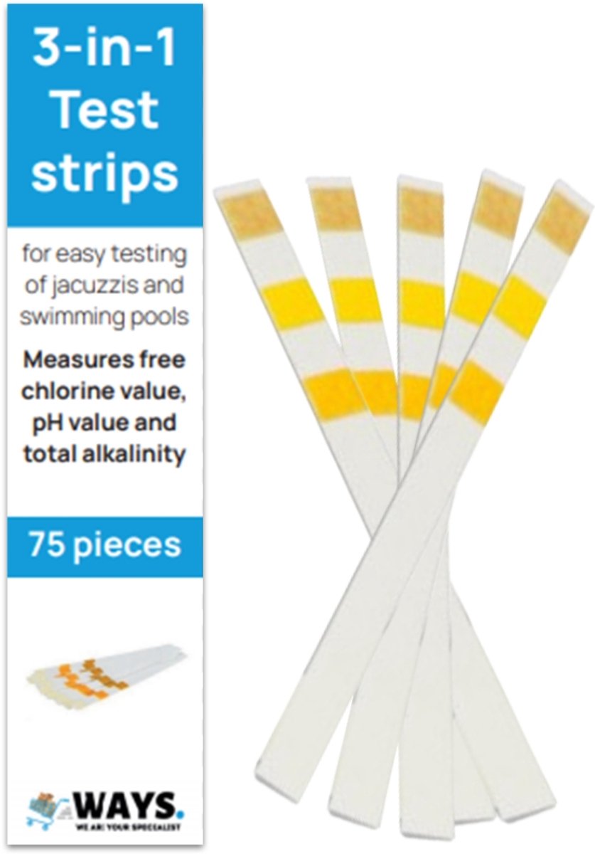 WAYS - Zwembadreinigingsmiddel - Teststrips - Meet pH en Chloorwaarde - Zwembadteststrips - PH Test - Chloor Test - Zwembadwater Testen - Zwembadwater Kwaliteit