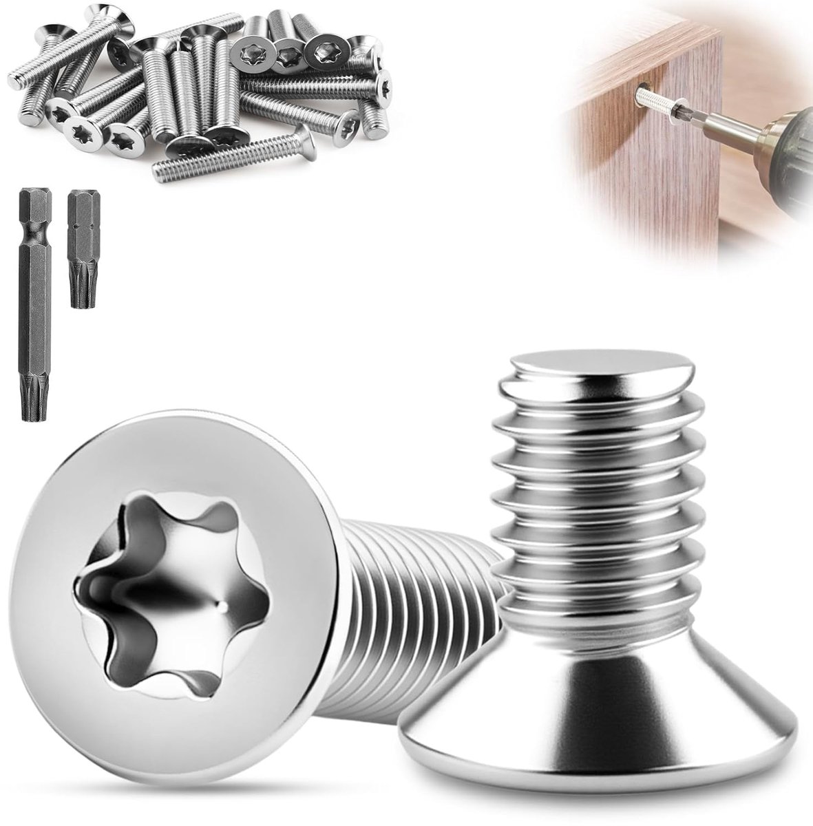Pack of 30 Countersunk Head Screws, M4 x 12 mm, Countersunk Head Screws, M4 Countersunk Head Screws, Stainless Steel - ShopVlot