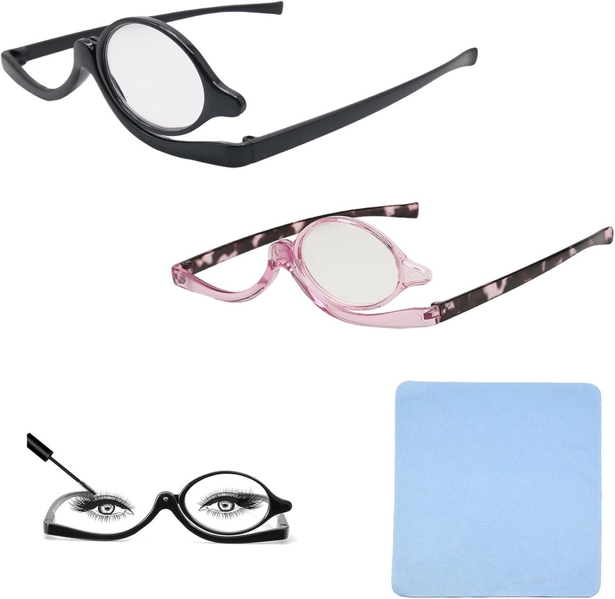 KARELLS Makeup Glasses Magnify Reading Glasses, Rotating Folding Glasses, Folding Glasses, Cosmetic Loupes for Women - ShopVlot