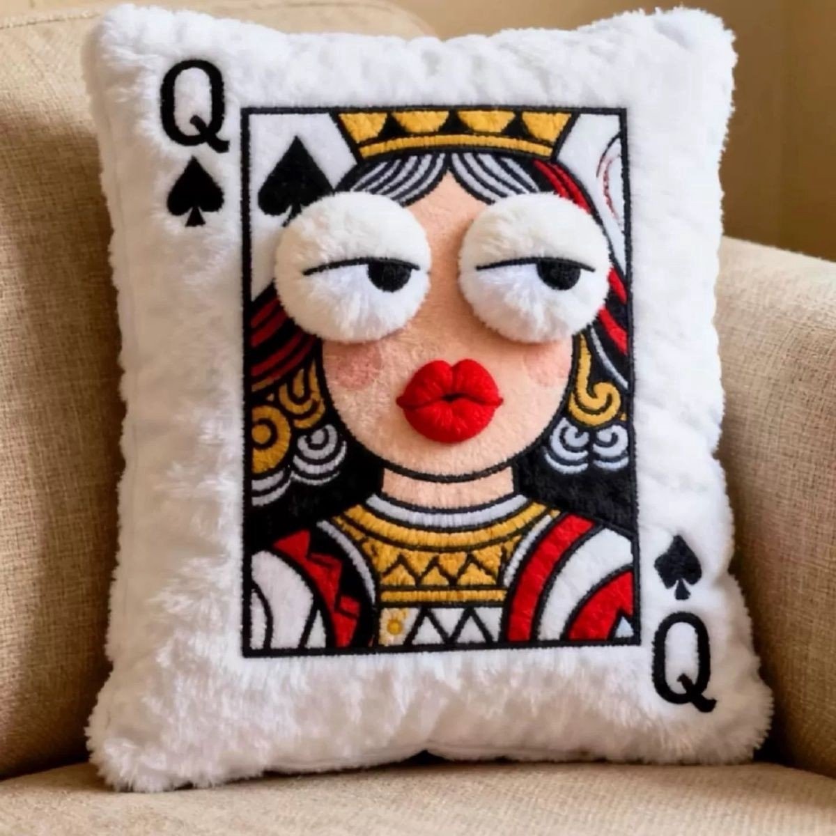 Casalora Queen of Spades Kussen - 30 x 35 cm - Wit - Q