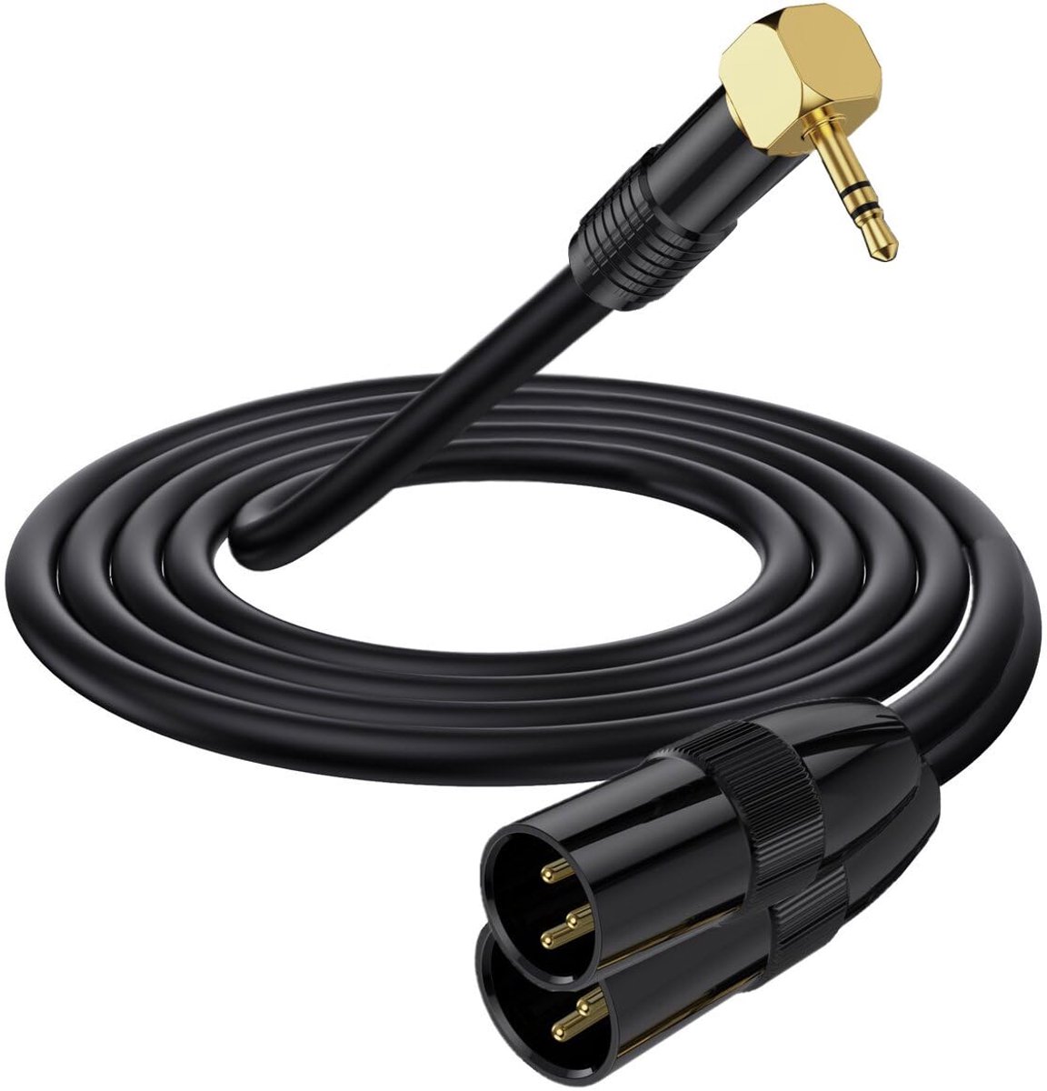XLR naar 1/8 Stereo AUX-kabel - 90 graden - 3.5mm naar dual XLR - Ideaal voor smartphone en mixer - ShopVlot