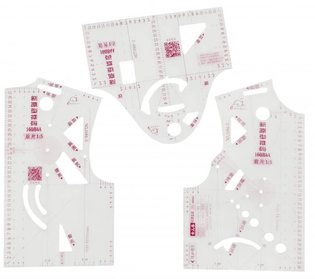 Naaihulpmiddelen set van 3 - Franse curve liniaal - 1:1 patroontekening - ideaal voor kleding maken - ShopVlot