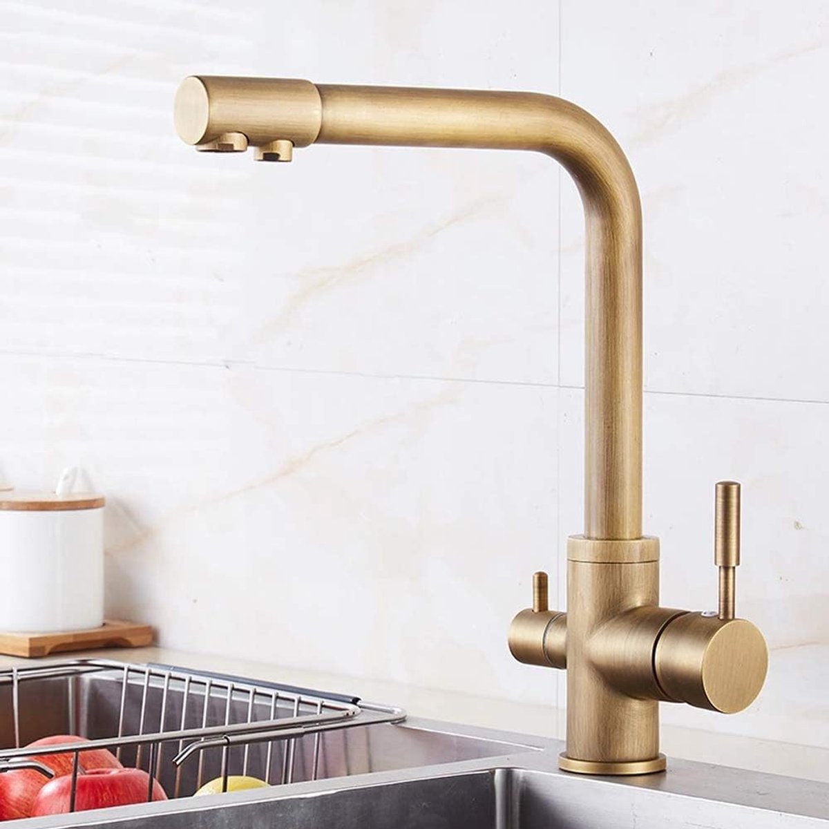 Keukenkraan met filter - 360° draaibaar - antiek brons - waterbesparend - ShopVlot