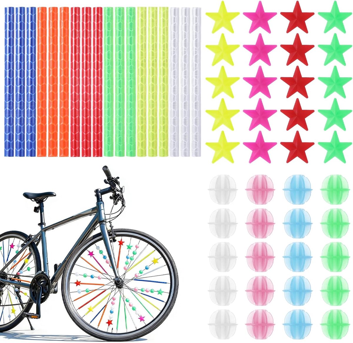 EeYahYong 96 stuks kleurrijke spaakreflectoren voor fiets, spaakreflectoren, kattenogen, fiets, kinderen, set - ShopVlot