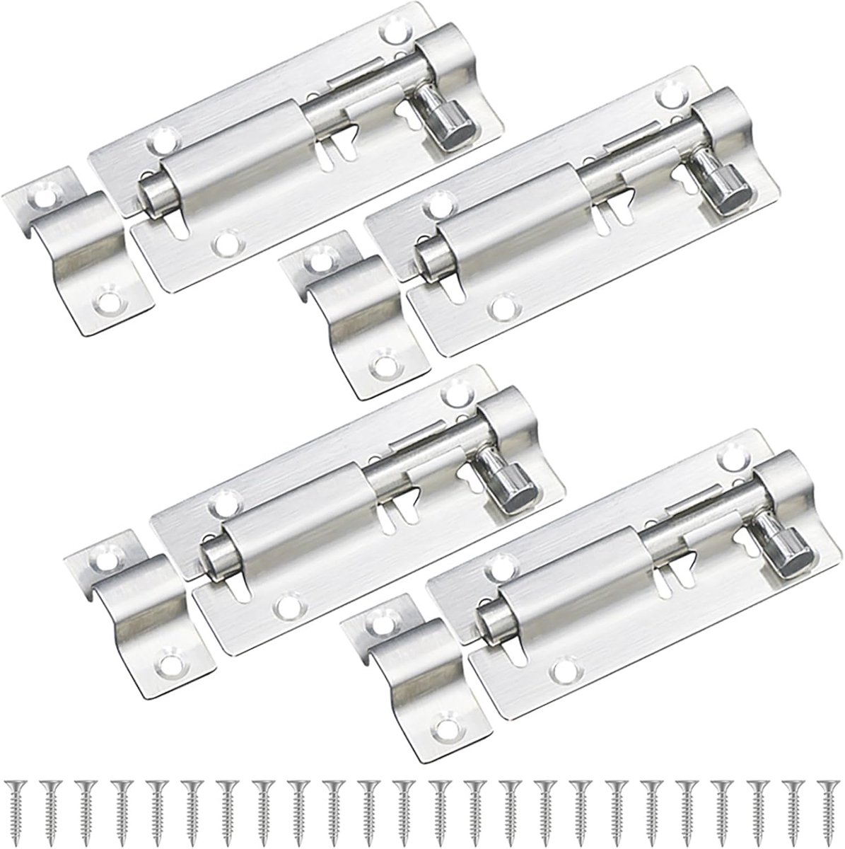 Sliding Lock 4 Pcs Door Lock Door Screws Wooden Door Lock Thumb Lock with Screws for Bathroom, Toilet, Bedroom, Window - ShopVlot