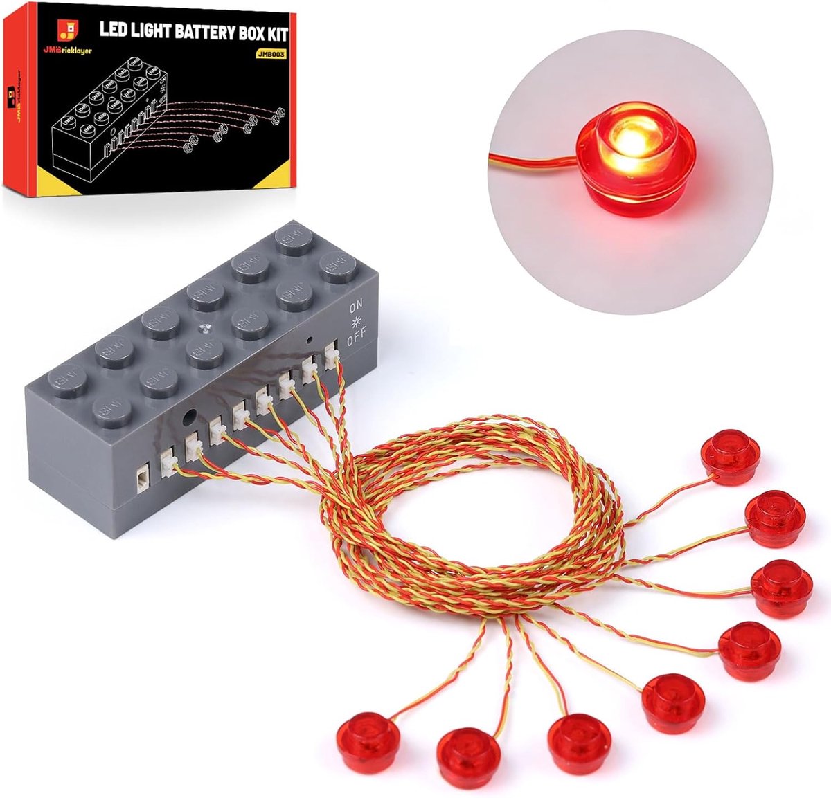 JMBricklayer LED lighting construction kit, luminous red 2x6 bricks with light sensor, lighting accessories for - ShopVlot