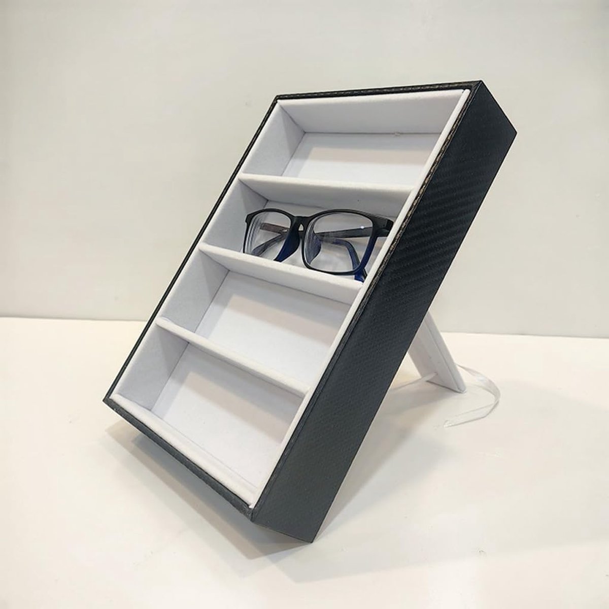 Handgemaakte glazen opbergdoos, draagbare optische zonnebril-displaydoos, 4-pack glazen plank(B) - ShopVlot