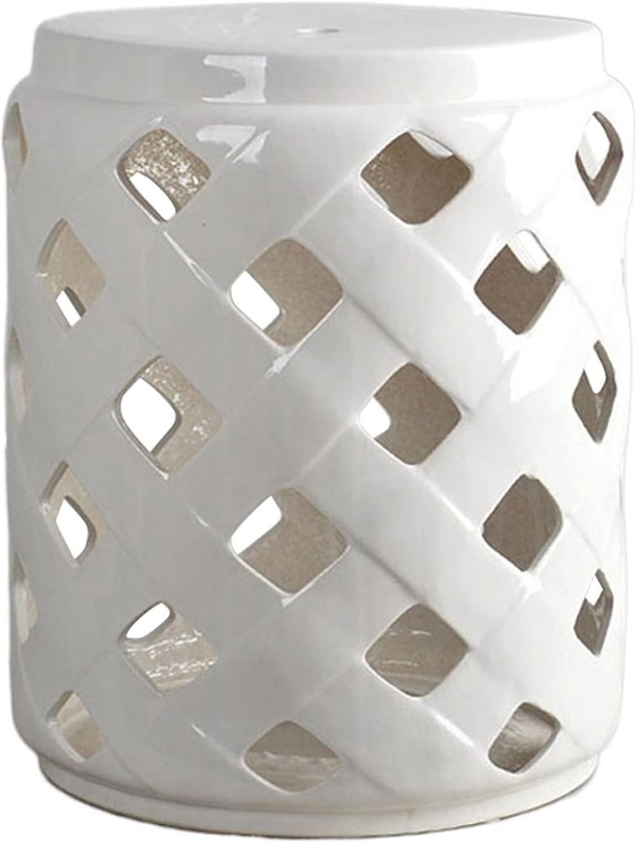 Decorative Ceramic Garden Stool, Glazed Hollow Out Shoe Change Stool, Suitable for Living Room, Balcony, Garden, Etc - ShopVlot