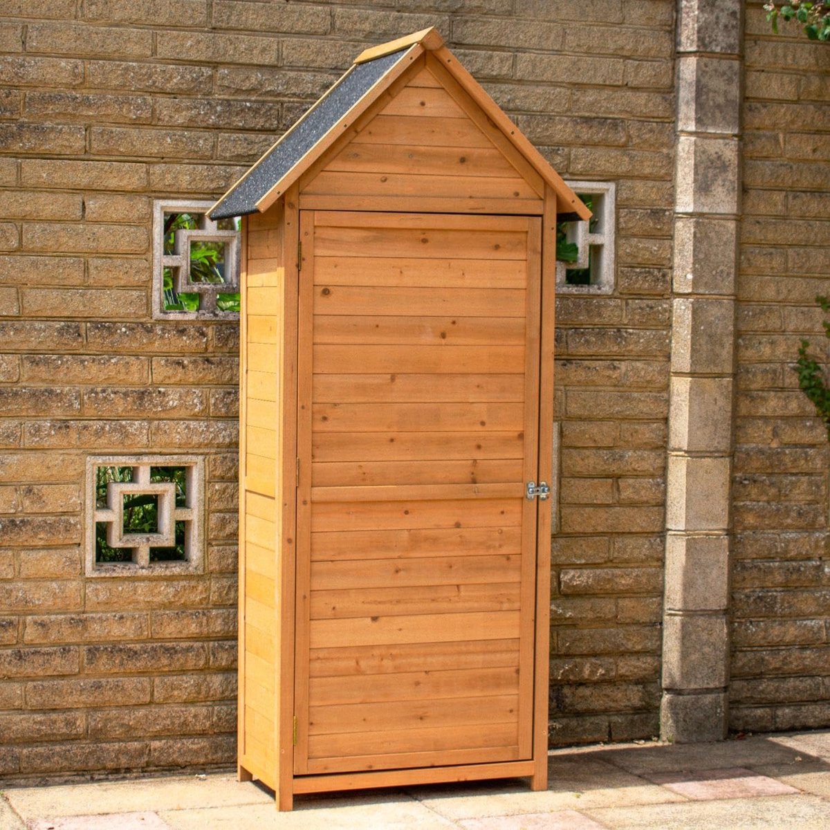 BPS® Deluxe Houten Apex Gereedschapstoren - Gereedschapskast voor buiten - 4 verwijderbare planken - ShopVlot