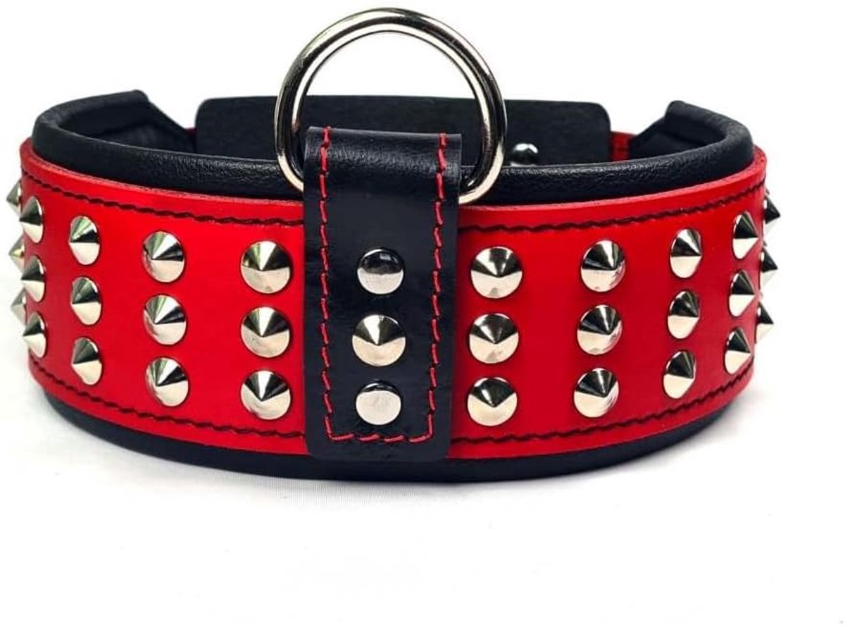 Bestia Star dog collar with rivets and inner lining 6.5 cm wide - ShopVlot