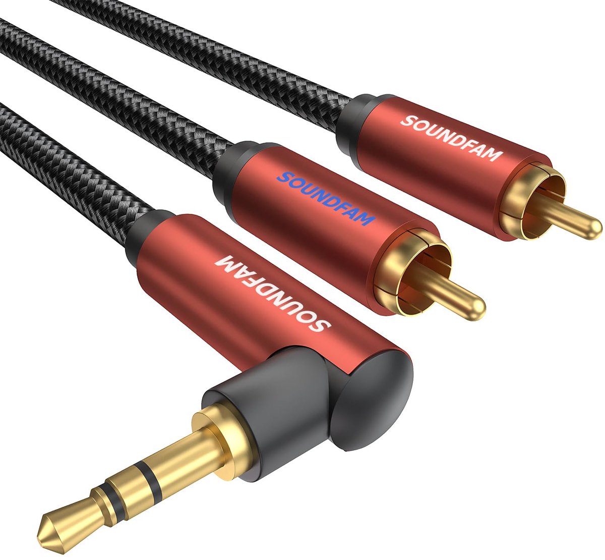 RCA to 3.5mm Jack Cable 90 Degree 3.5mm to 2RCA Cable Compatible with TV PC Soundbar Speaker,etc.(3M) - ShopVlot