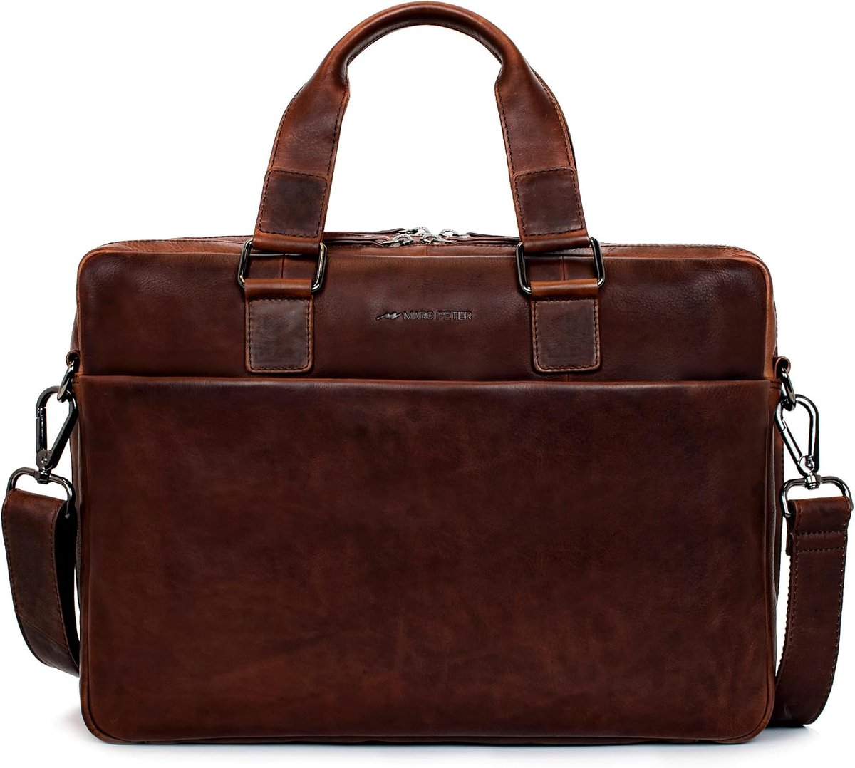 Marc Peter® Sydney Teacher Bag Men's Leather Briefcase Laptop Bag Office Bag Business Bag Large XXL Shoulder Bag Brown - ShopVlot