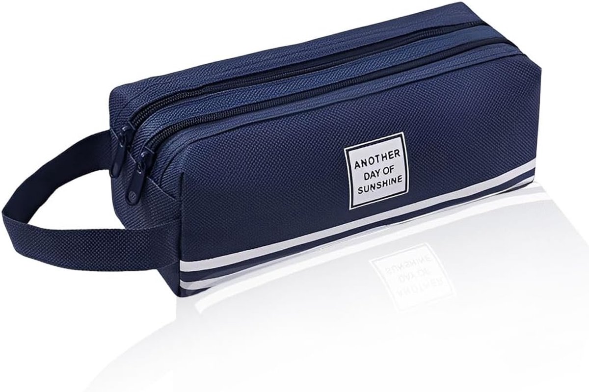 1 pennenetui, diep, blauw, lengte 19,5 cm, voor school, kantoor en reizen, organizer voor schrijfgerei - ShopVlot
