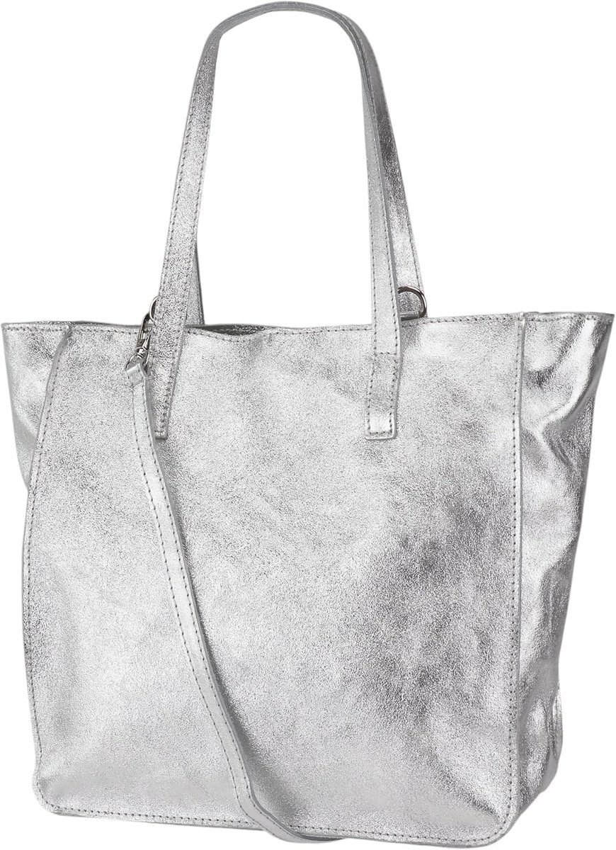 Lili G555 Women's Shoulder Bag, Genuine Leather, Medium Tote Bag with Shoulder Strap, Handbag with Zip and Inner - ShopVlot