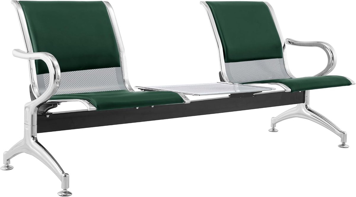 3-seater sofa steel 183 x 71 x 78 H silver for waiting room - for self-assembly: 3 chairs + coffee table - ShopVlot