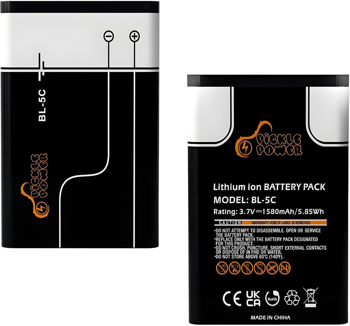 Pickle Power 2 pcs BL-5C battery - for 6230, 6330, 6263, 6267, 6270, 6555, 6600, 6630, 6670, 6680, 6681, 6682, 6820 - ShopVlot