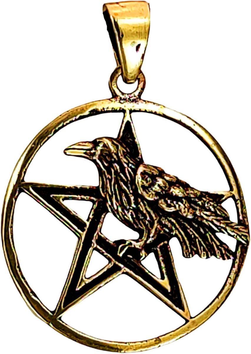 Pendant pentagram with raven of bronze no. 161 - ShopVlot
