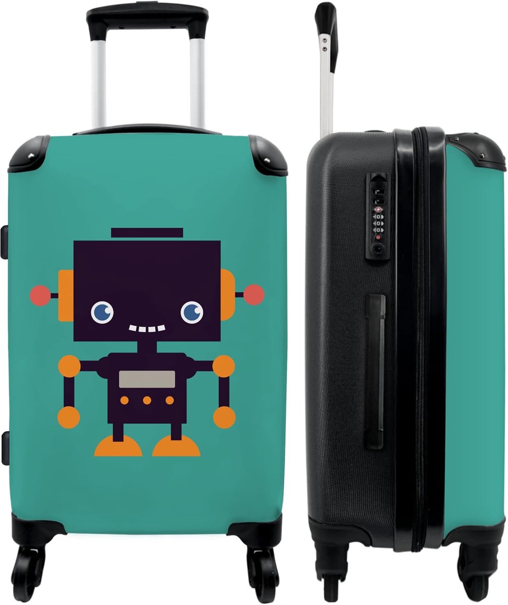 NoBoringSuitcases.com Luggage Suitcase Trolleys & Suitcases Suitcase Large Robot - icon - Green - Children - ShopVlot