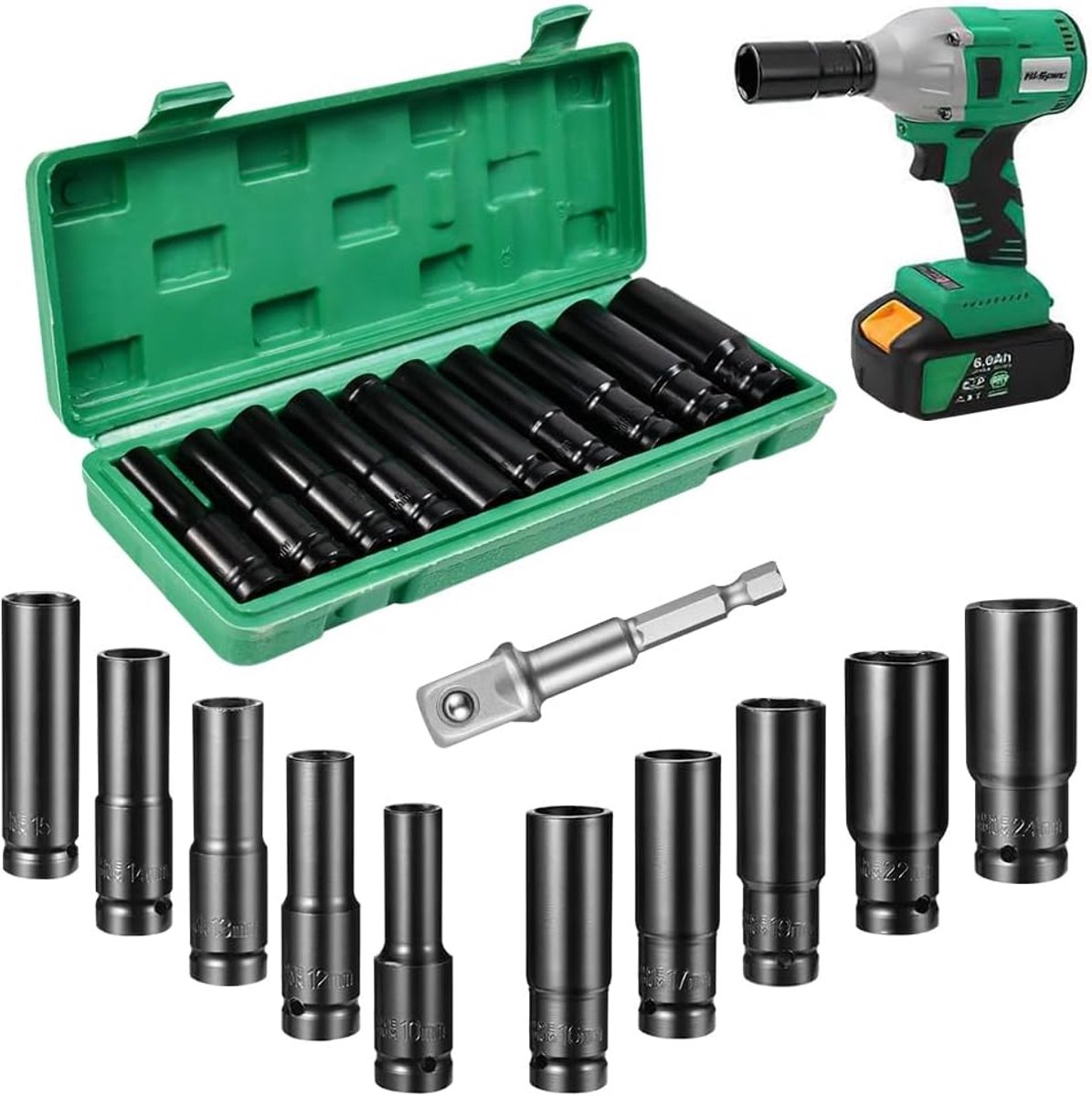10-Piece Spanner Set, 1/2 inch Hex Socket Wrench 10-24mm Hexagonal Socket Set Socket Wrench Set Socket Wrench Set with - ShopVlot