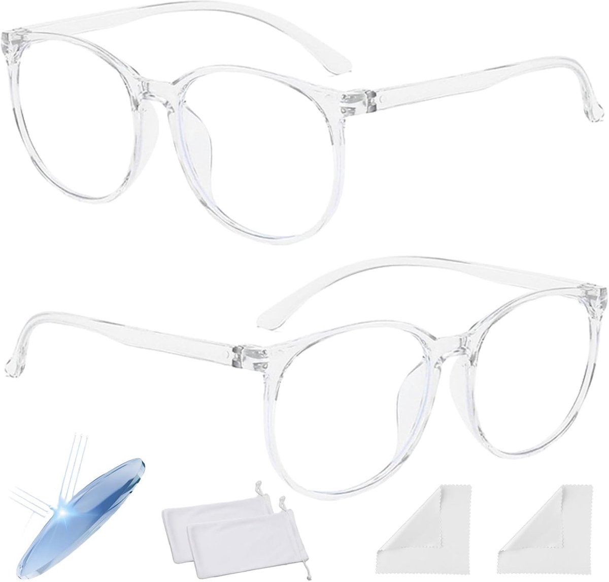 lankai 2 Pieces Transparent Glasses Against Blue Light, Blue Light Glasses UV Blocked, Computer Glasses with Anti-Blue - ShopVlot