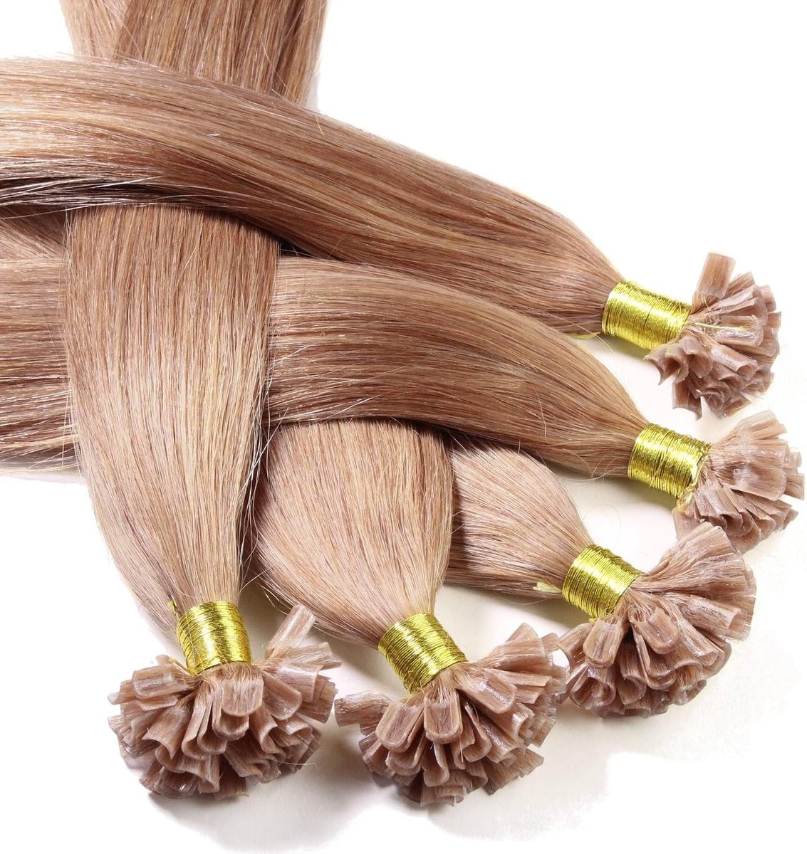 hair2heart Real Hair Bonding Extensions, Straight, 25 Strands, 1 g, 40 cm, 8/01 Light Blonde, Natural Ash - ShopVlot