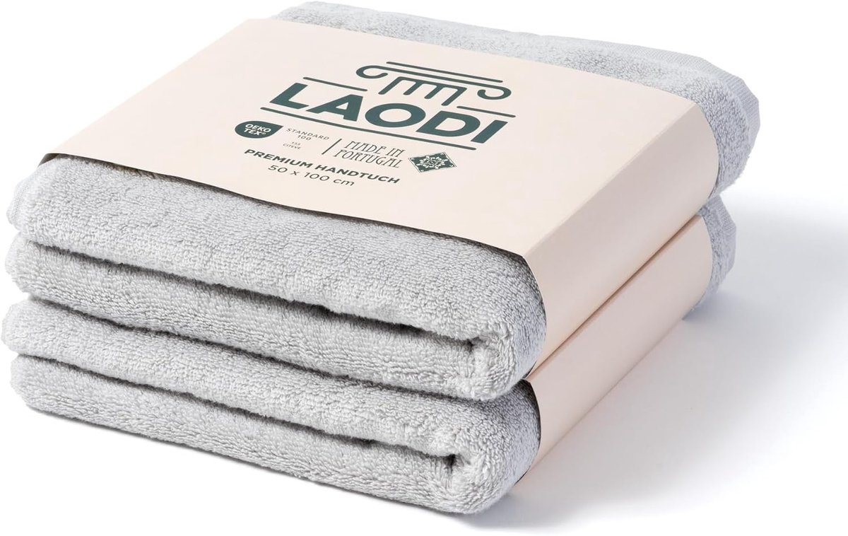 LAODI Premium Towel Set of 2, 70 x 140 cm, 100% Cotton - 570 g/m², Absorbent and Soft - ShopVlot