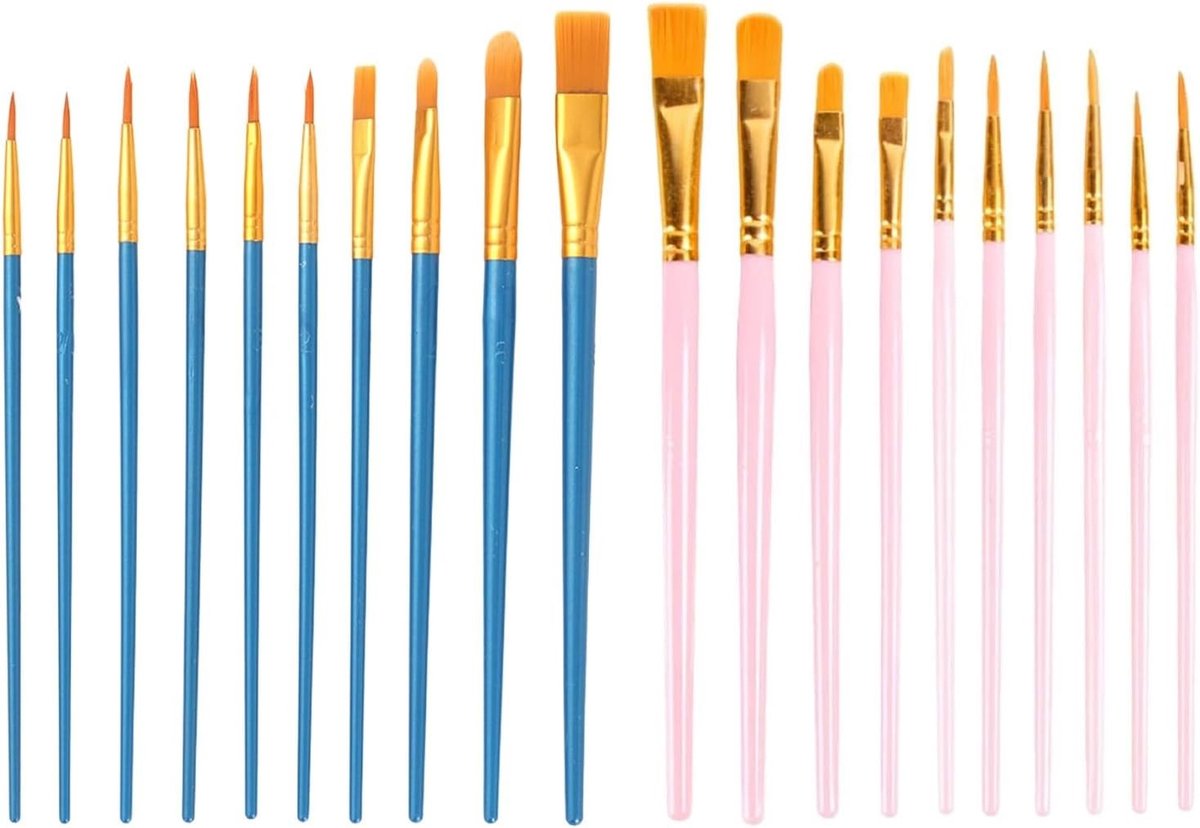Penseelset - Roze - 20 Stuks - Synthetische Nylon Borstels - Voor Beginners en Professionals