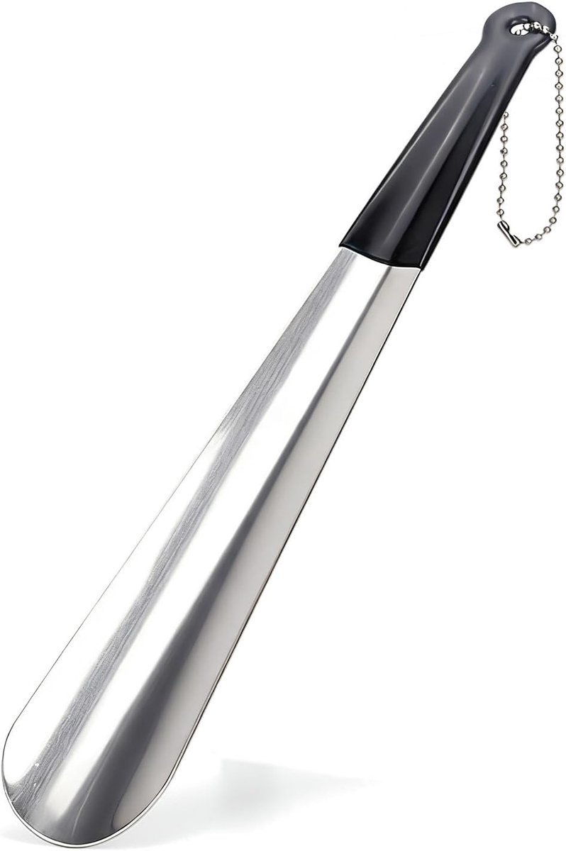 Schoenlepel lang 30 cm - metalen schoenlepel - roestvrij staal - ergonomisch voor moeiteloos aan- en uittrekken - ShopVlot
