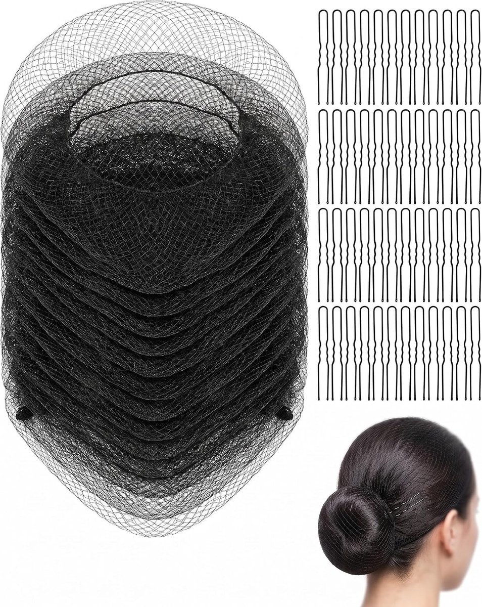 Onzichtbare haarnetten 30 stuks - U-vormige haarklemmen 50 stuks - Elastische rand - Ideaal voor elegante kapsels - ShopVlot