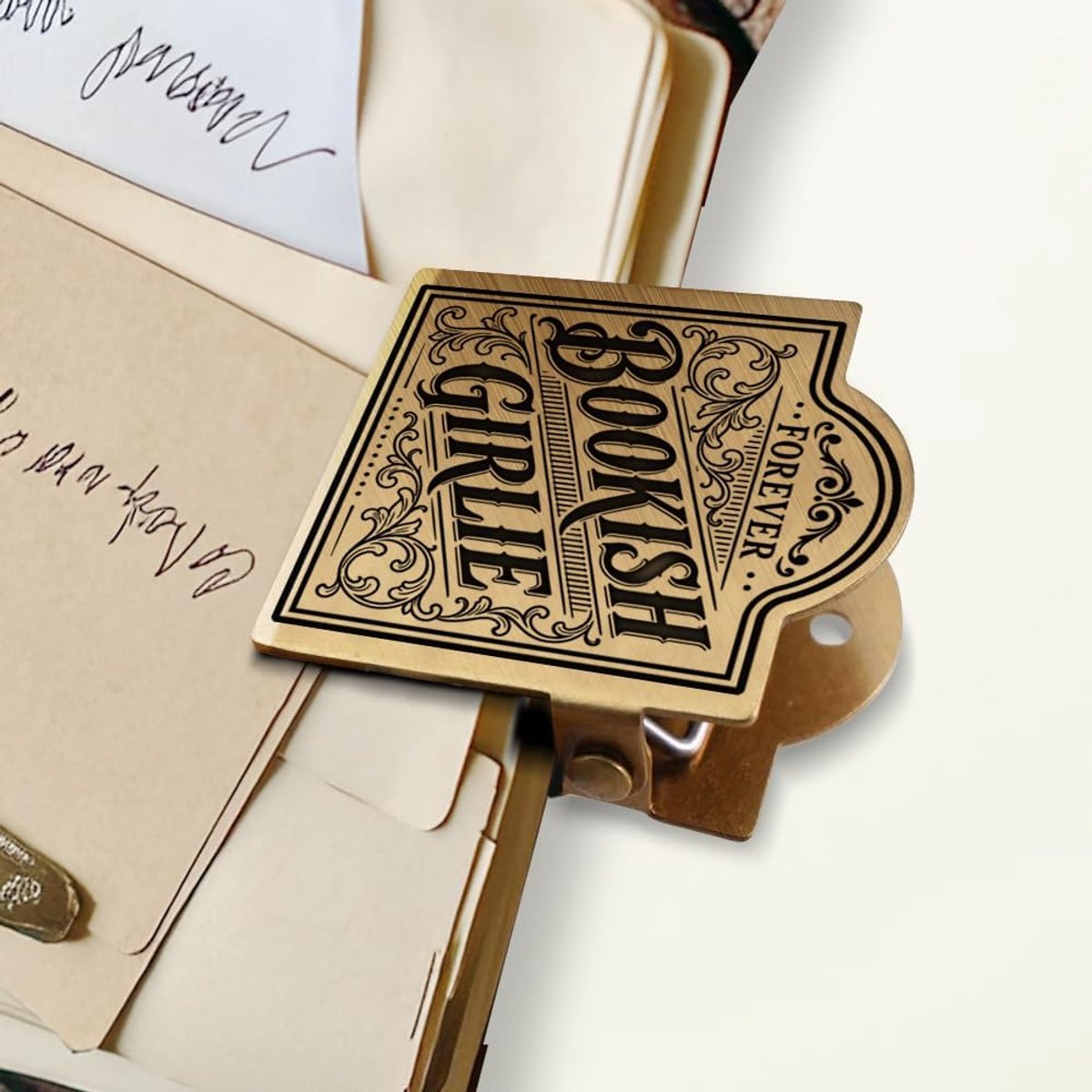 Boekclip voor dagboek - Vintage messing - Met girl design - Perfect voor boekenliefhebbers - ShopVlot
