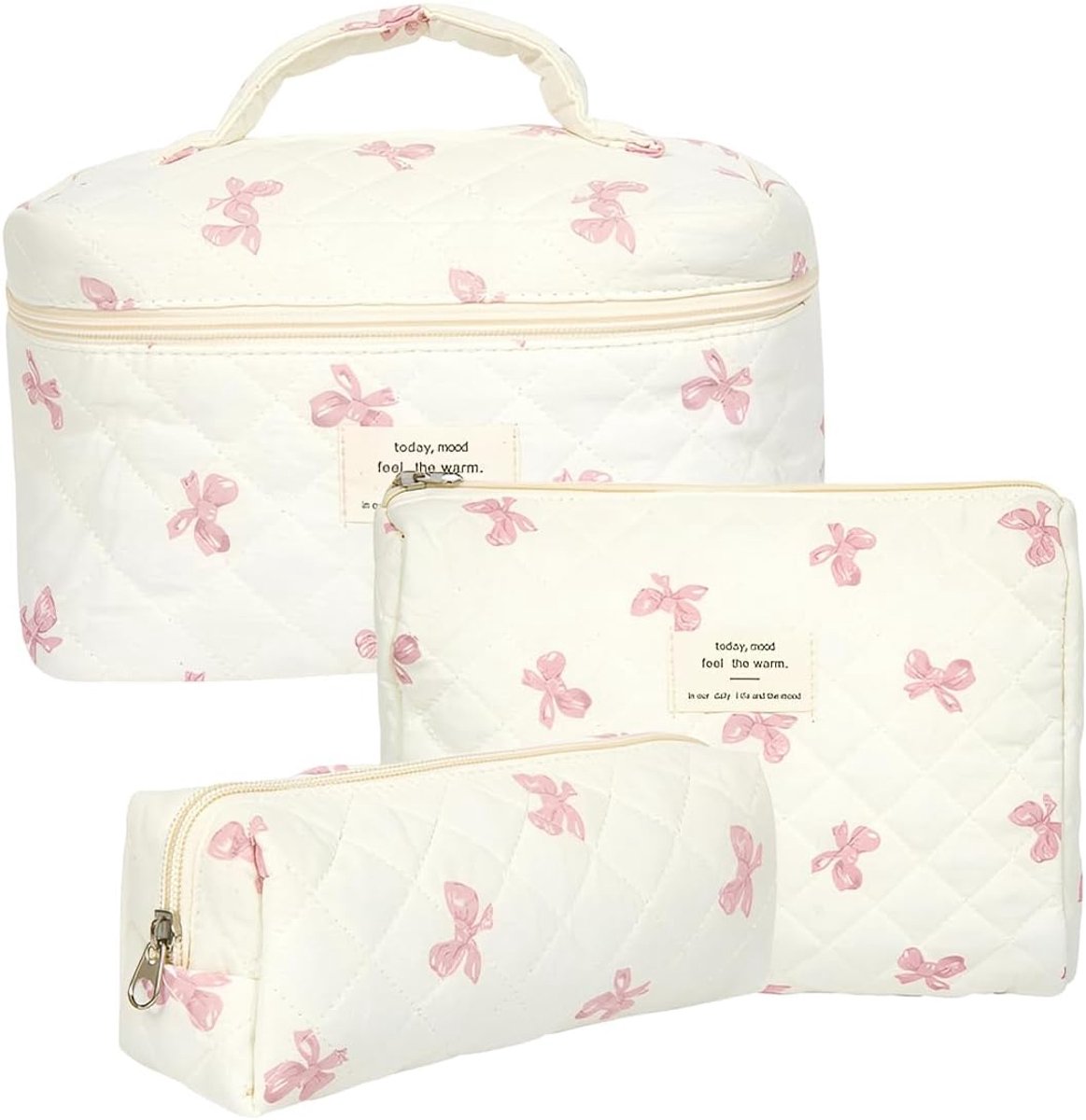 Toilettas set van 3 - katoen - duurzaam en comfortabel - ideaal voor reizen - ShopVlot
