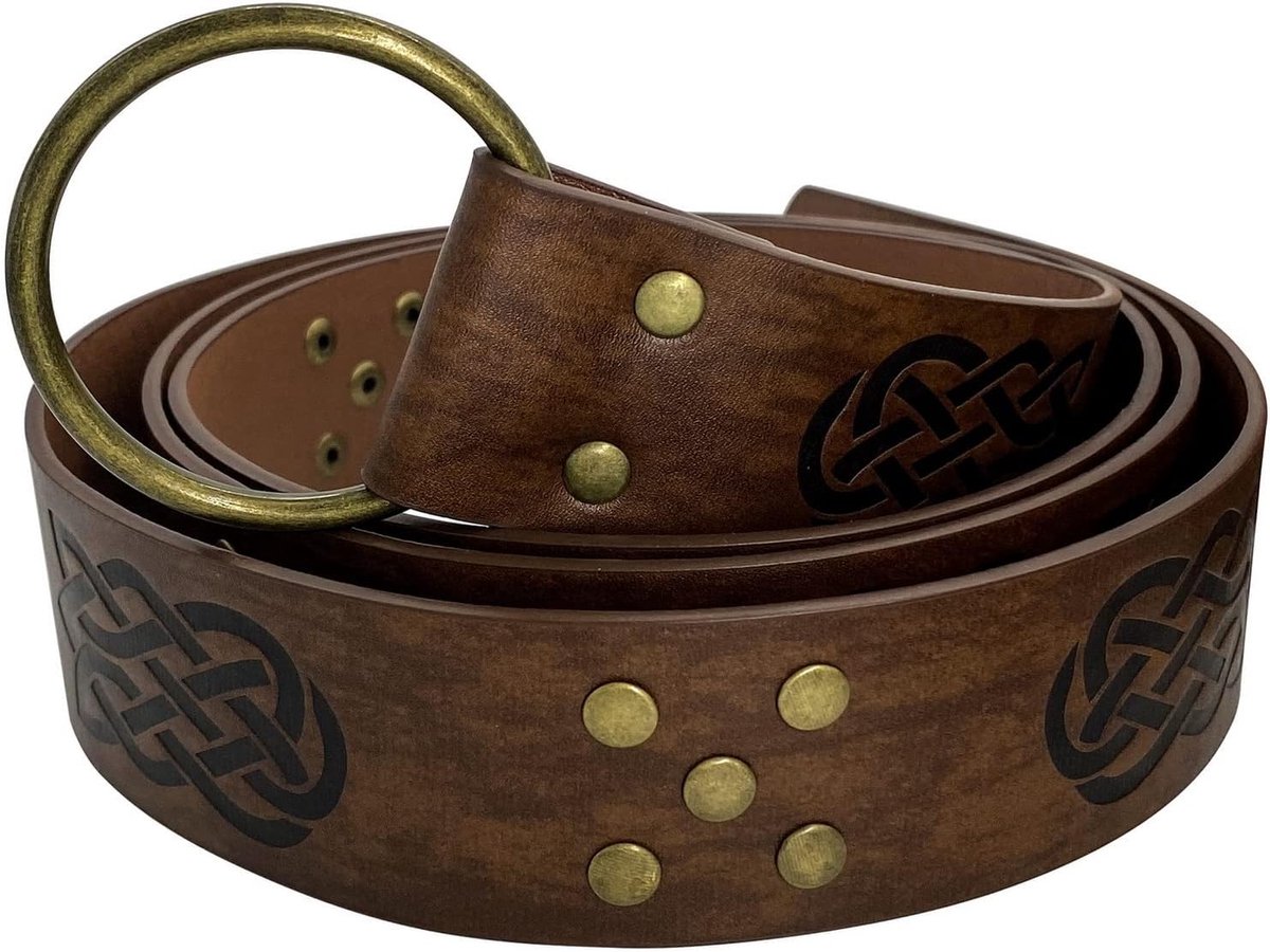 Leren riem - Vintage ring riem - Keltisch knoop patroon - Geschikt voor middeleeuwse kostuums - ShopVlot