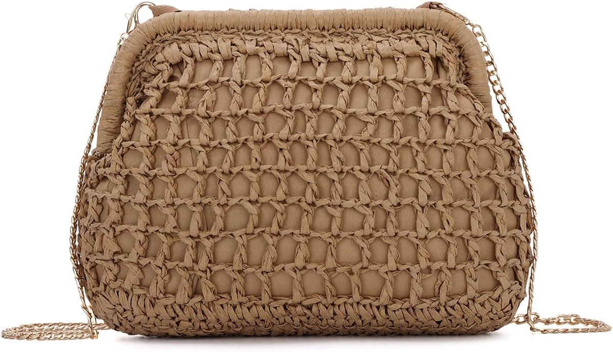 Schoudertas - Strand Schelp - Stro Crossbody Tas - Ideaal voor een dagje uit - ShopVlot