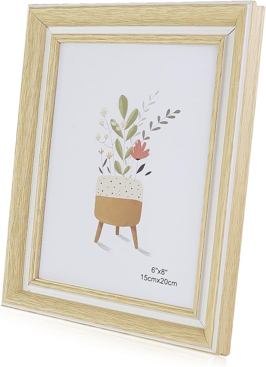 Fotolijst 15 x 20 cm - Houten frame met plexiglas - Vintage stijl - Perfect voor tafel of muur - ShopVlot