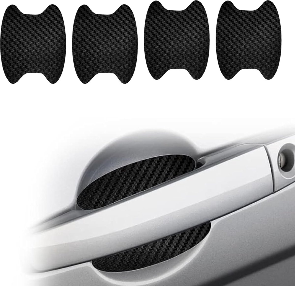 Auto deurgreep beschermfolie set van 4 - carbon fiber - krasbestendig - beschermt autolak - ShopVlot