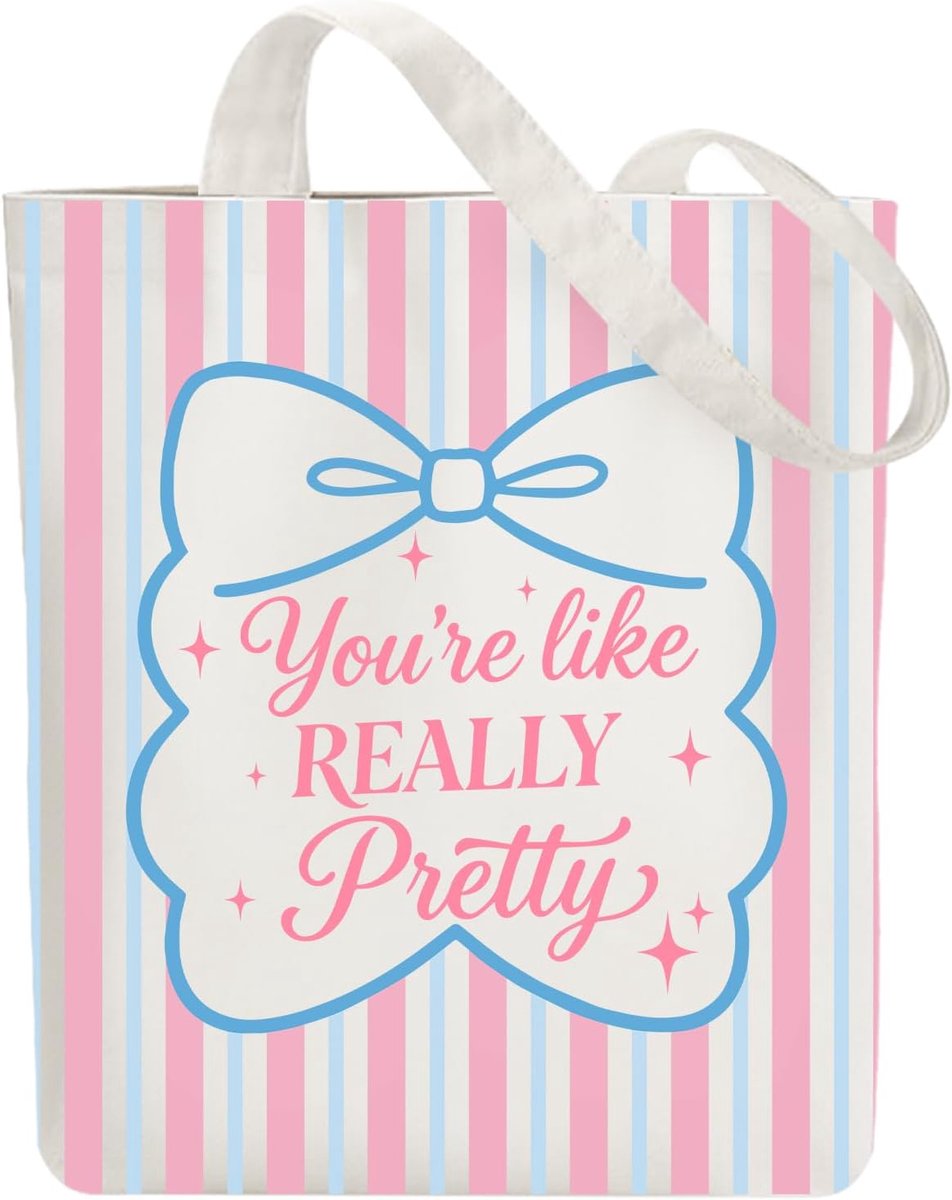 Tote bag voor vrouwen 38x40cm - canvas tas - witte print - herbruikbare boodschappentas - ShopVlot