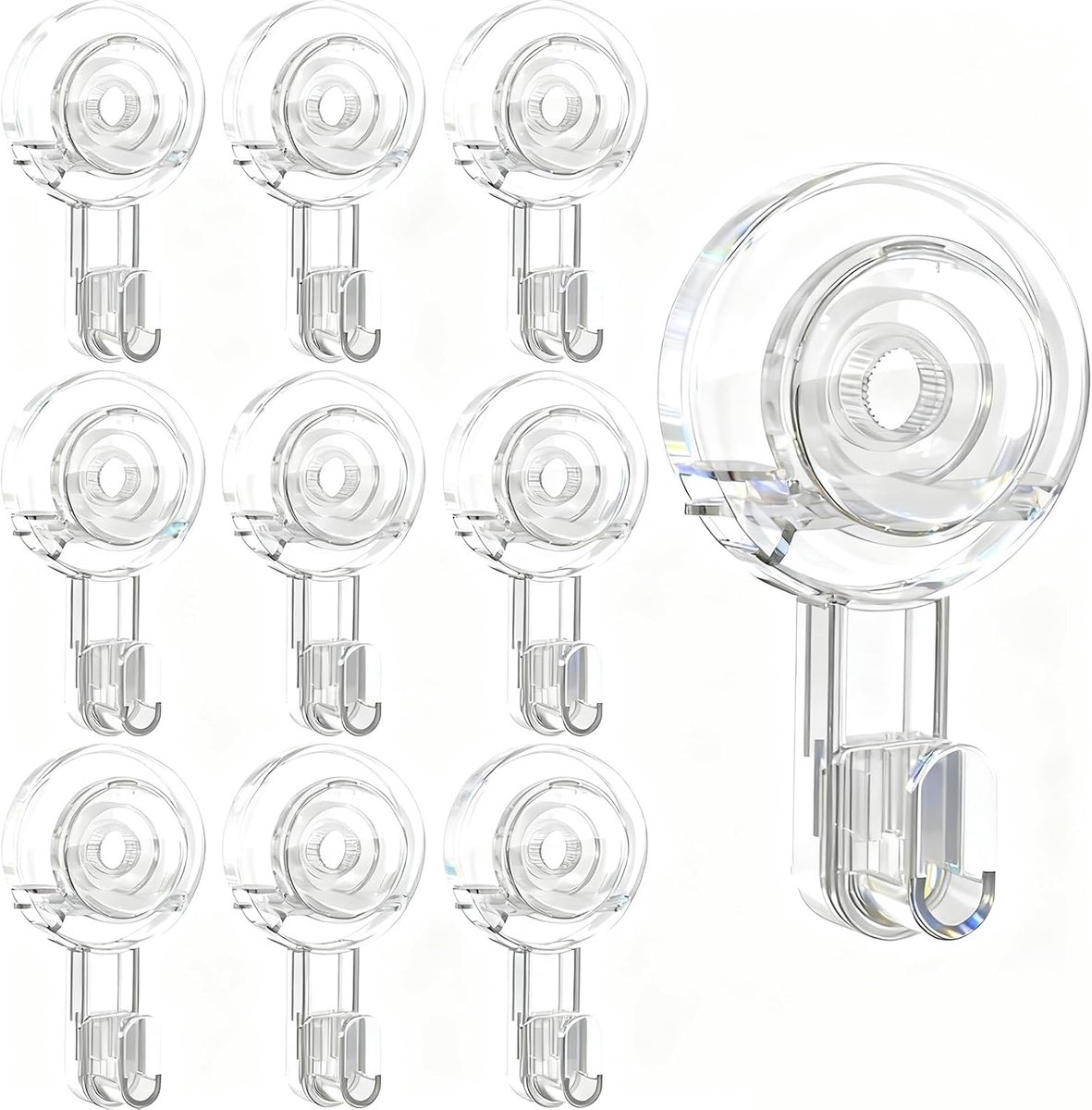 Suction Cup Haken Set van 10 - Transparant - Sterke zuigkracht - Ideaal voor wand en badkamer - ShopVlot