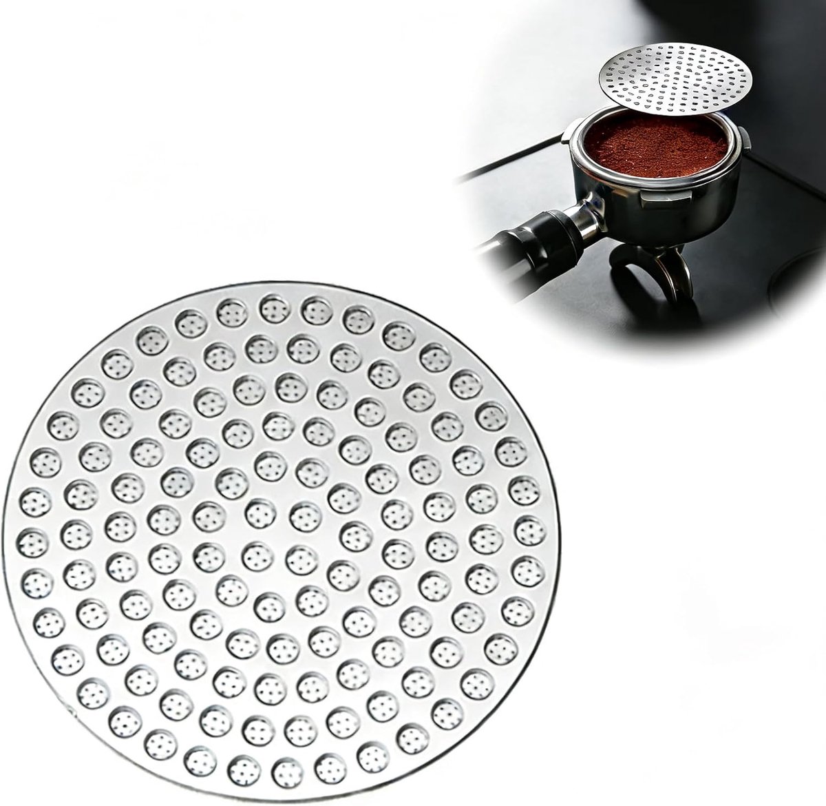 Puck Screen 58,5 mm - 304 RVS - Twee-laags filtratie - Betere waterverdeling - ShopVlot