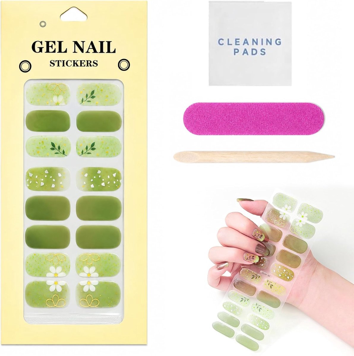 24 stuks nagelfolie, uv-hardend, bloemendesign, uv-gel nagelstrips, nagelstickers voor French Tip - ShopVlot