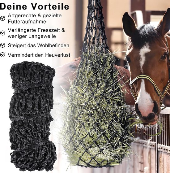 Hay net for horses, fine mesh hay net, 130 x 60 cm, fine-meshed, 5 x 5 cm, species-friendly food improves the - ShopVlot — afbeelding 4