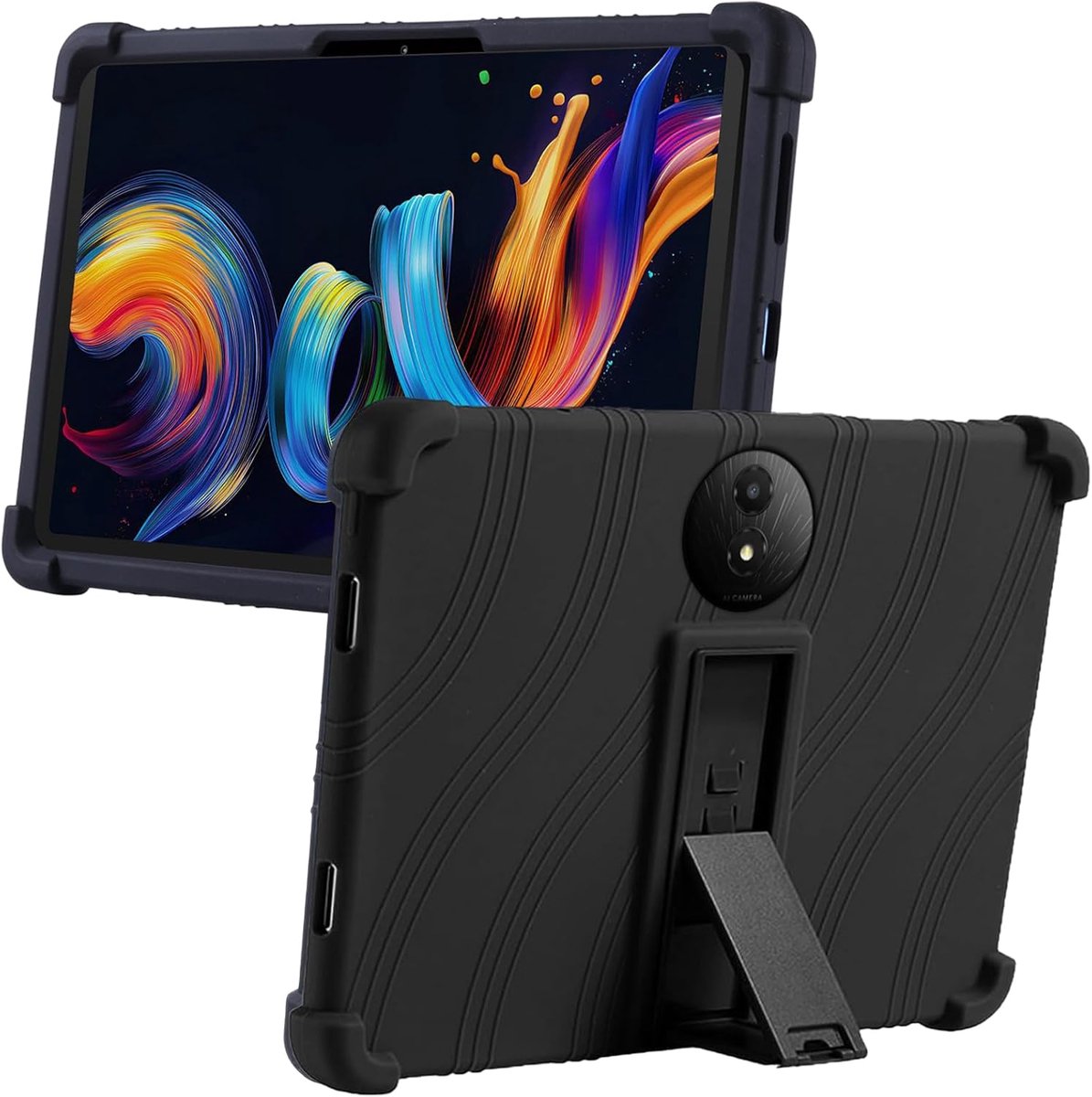 MEMELOKA Case for TCL Tab Nxtpaper 11 Plus 11.5 inch, Shockproof Soft Silicone Protective Case with Stand, Black - ShopVlot