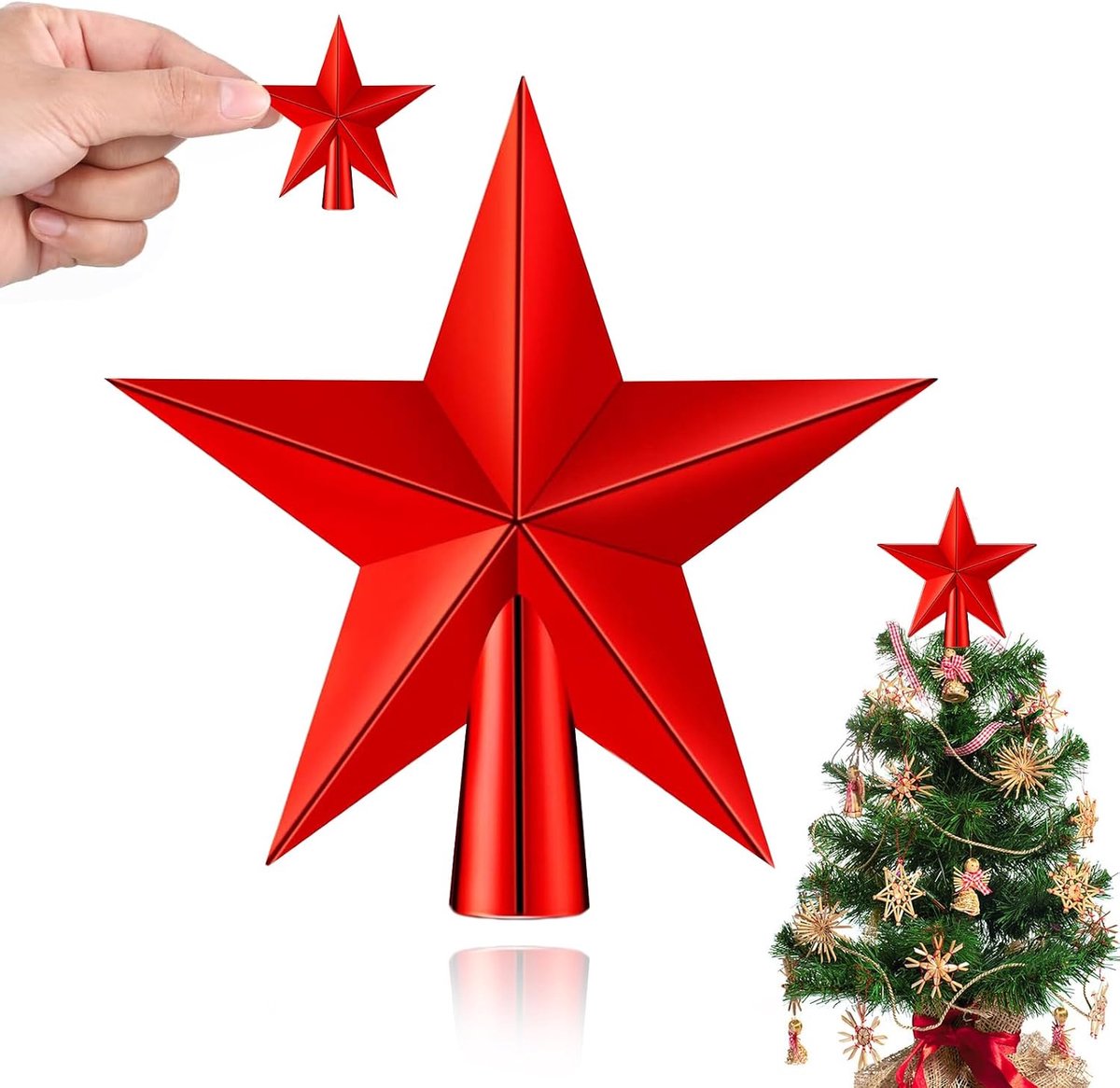 Tree Peak Star Christmas Tree Topper Star 6 cm Christmas Tree Decorations Christmas Tree Topper Glitter Christmas Tree - ShopVlot